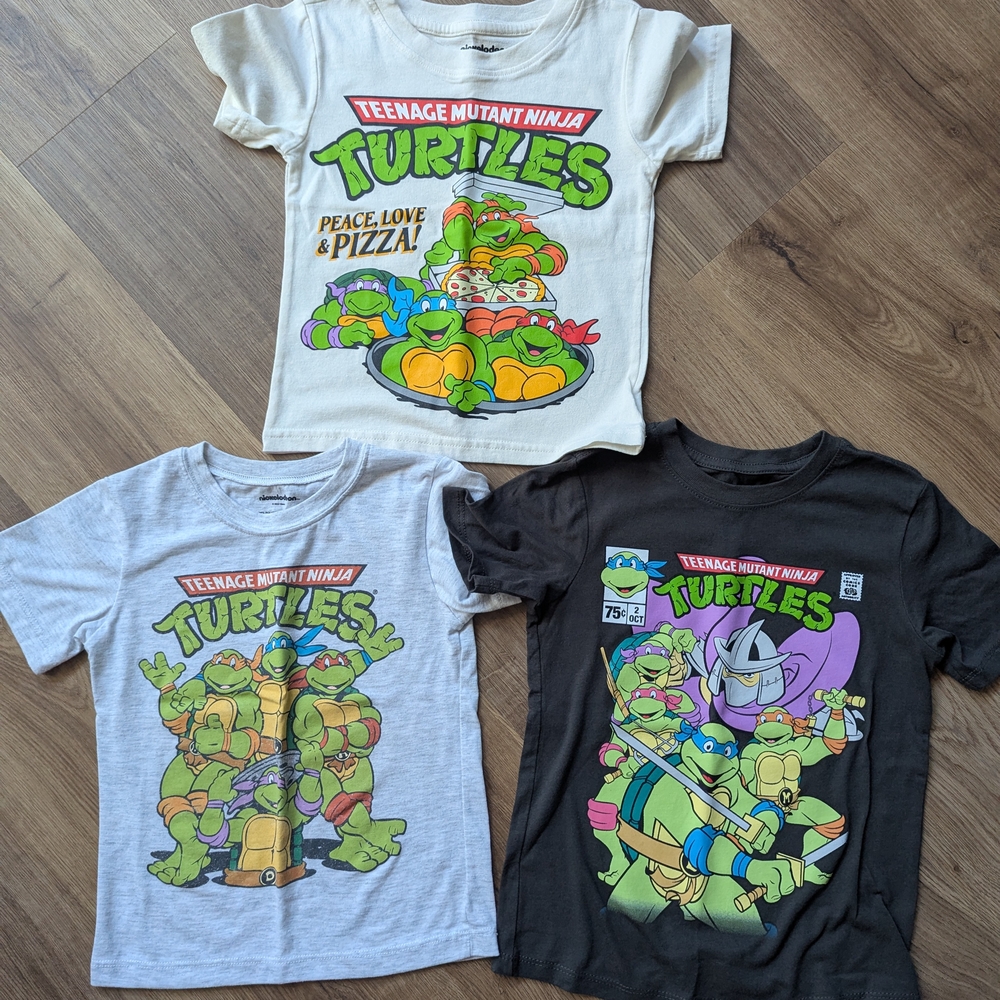 Nickelodeon TMNT Kids Tees - Cream, Gray, Black